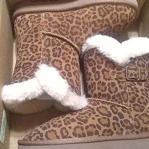 Style & Co leopard boots. Girls Sz 5 Genuine suede uppers